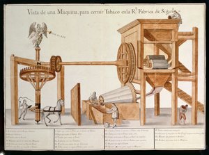 Tabakszeefmachine uit de Koninklijke Tabaksfabriek in Mexico, 1785-87 door Spanish School